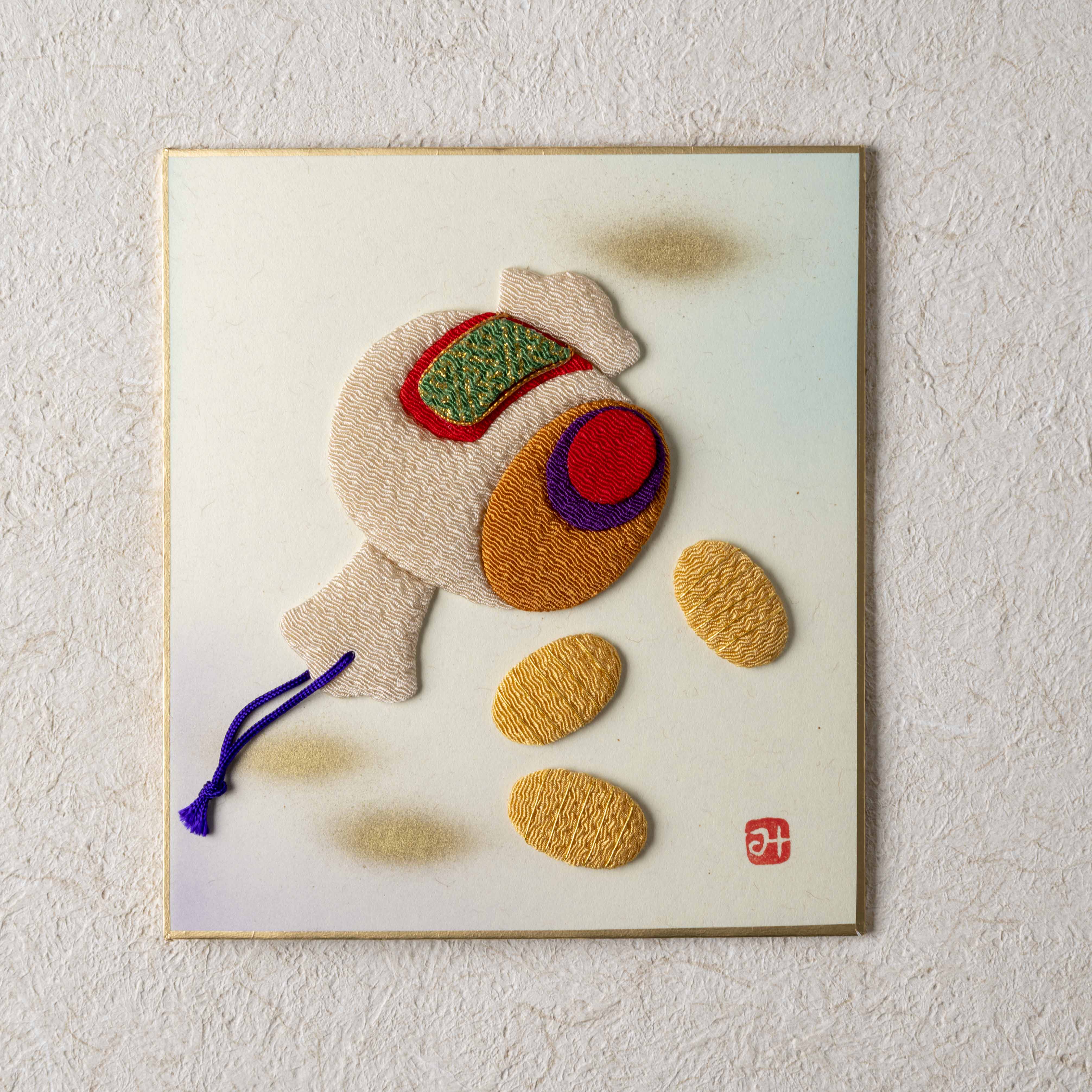 Bundled Product: Themed "Celebration" - Shodo and Raised Cloth Artwork, Design 3