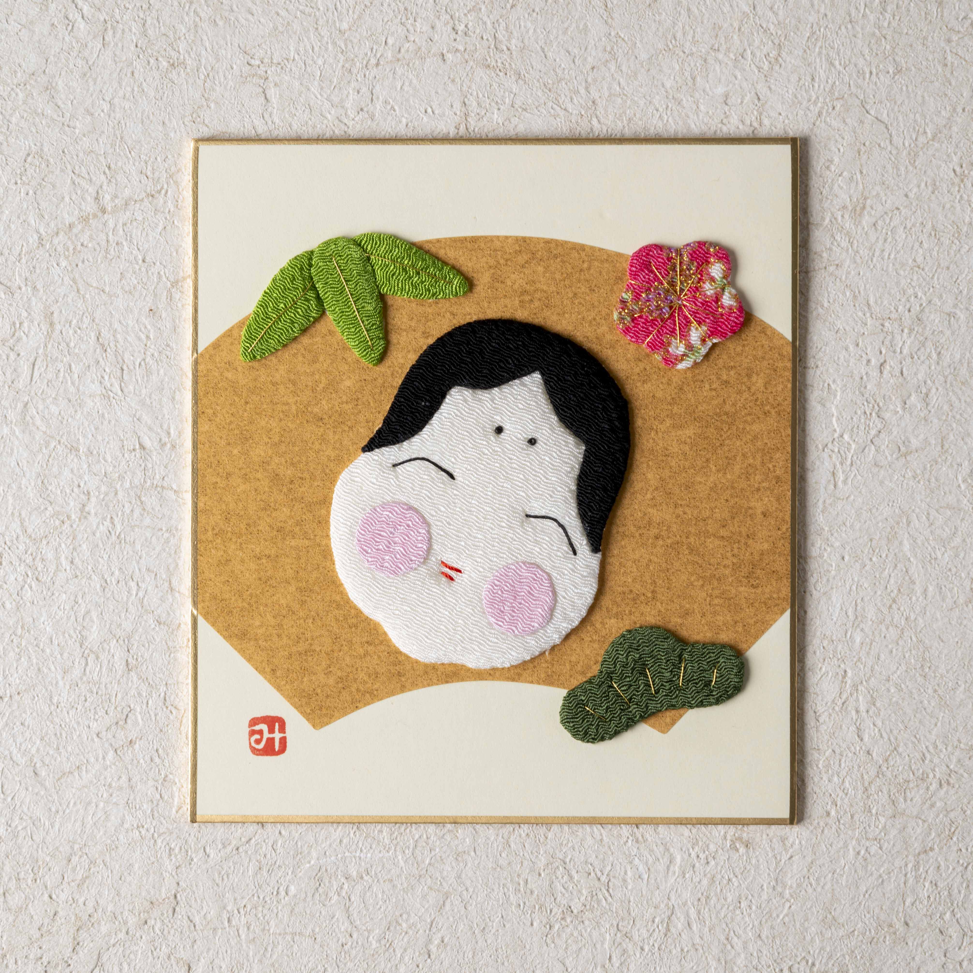 Ofuku-san - Raised Cloth Artwork, Includes a Rabbit Stand