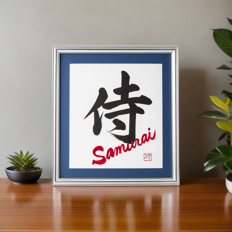 Samurai - Silver Frame with Blue Mat (Free Shipping)