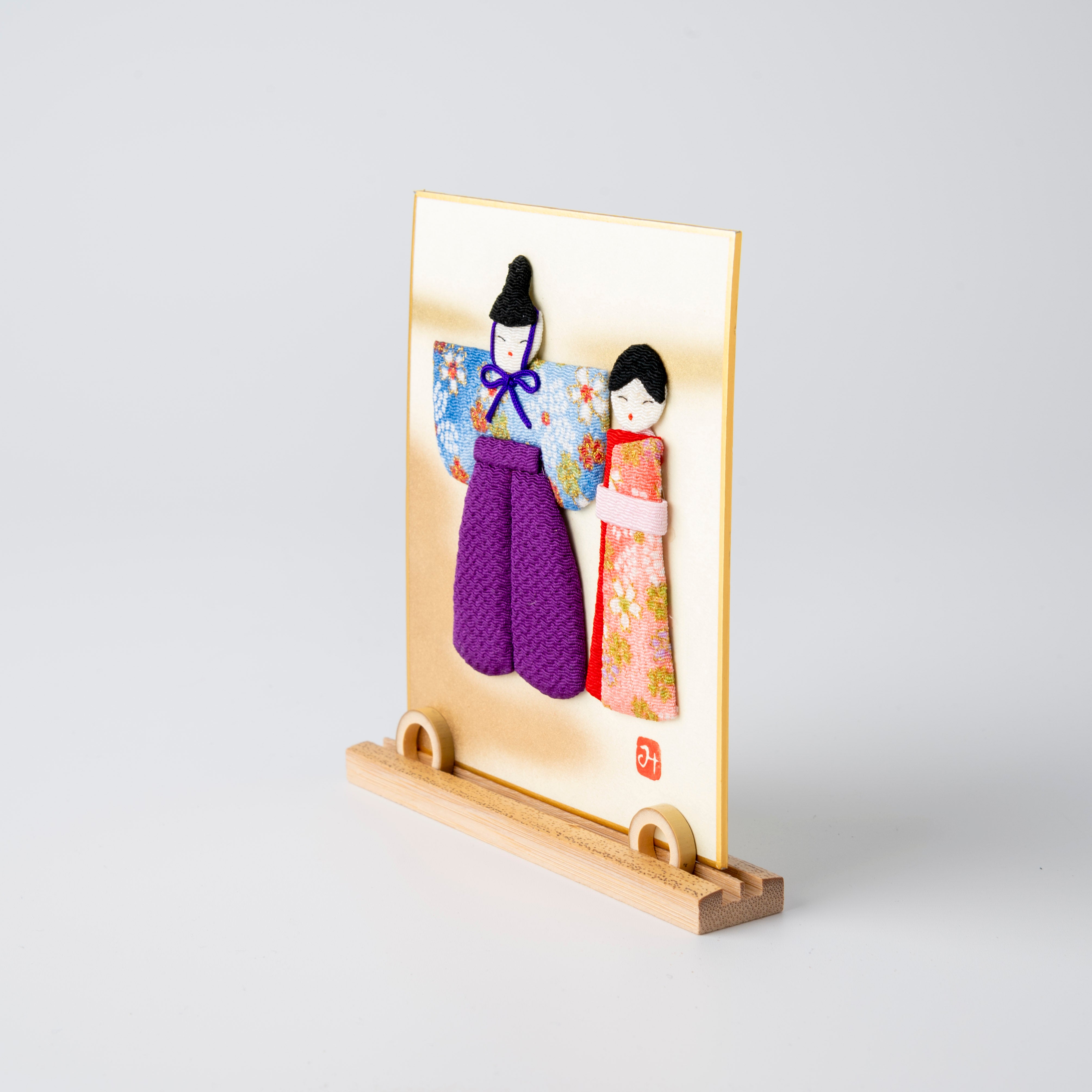 Tachibina - Raised Cloth Artwork, Includes a Bamboo Stand