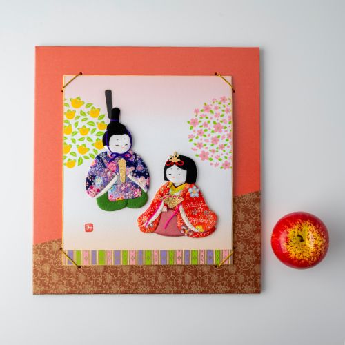 Hina Matsuri - Vermilion Frame, Raised Cloth Artwork