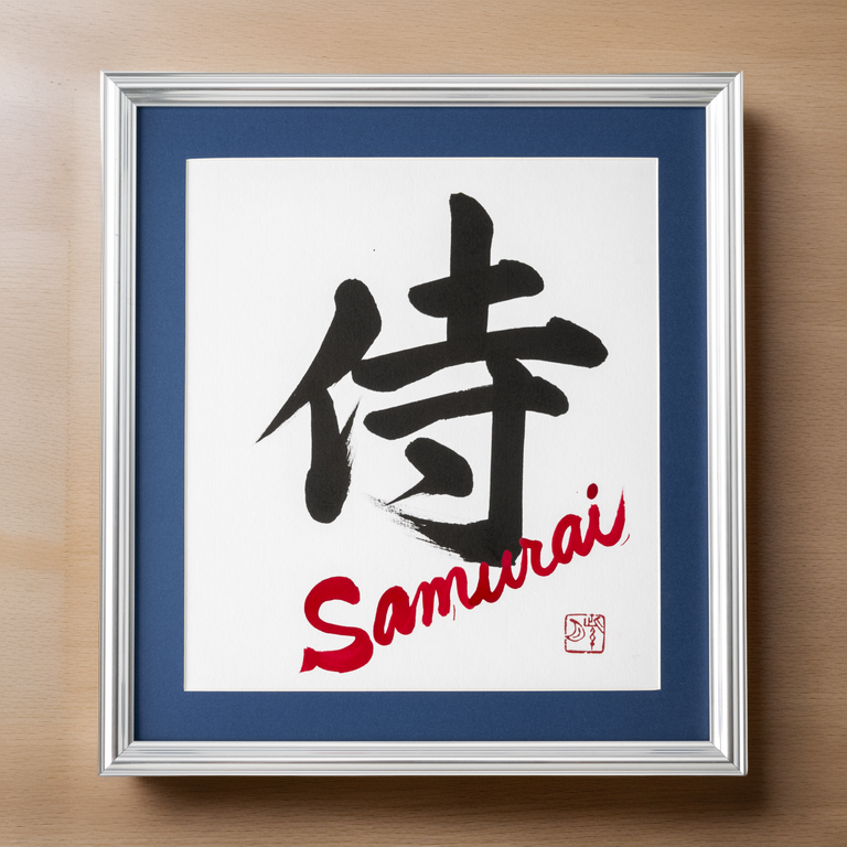 Samurai - Silver Frame with Blue Mat (Free Shipping)