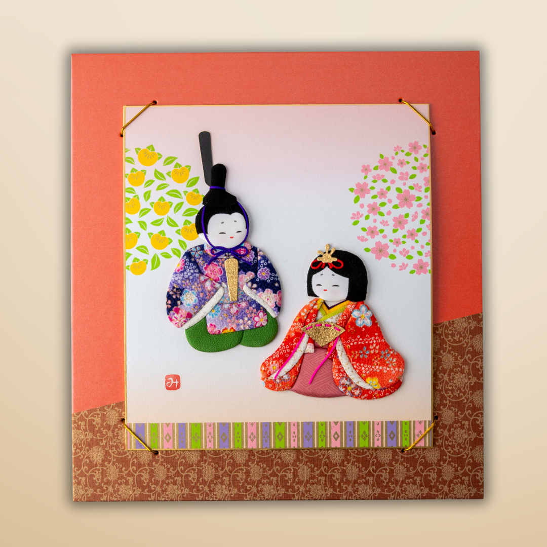 Hina Matsuri - Vermilion Frame, Raised Cloth Artwork