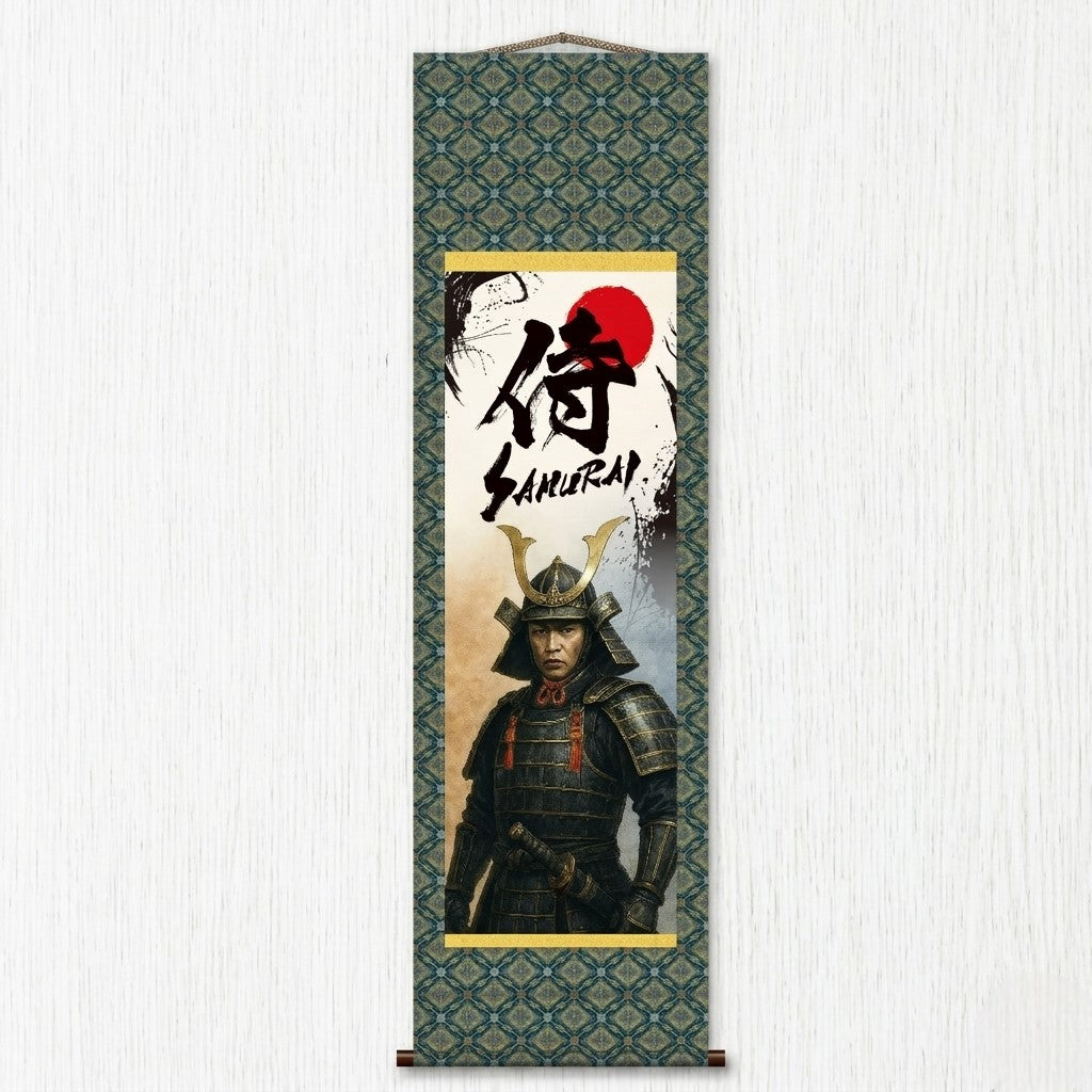 Japanese Samurai Kakemono Wall Scroll – Standing Samurai in Armor